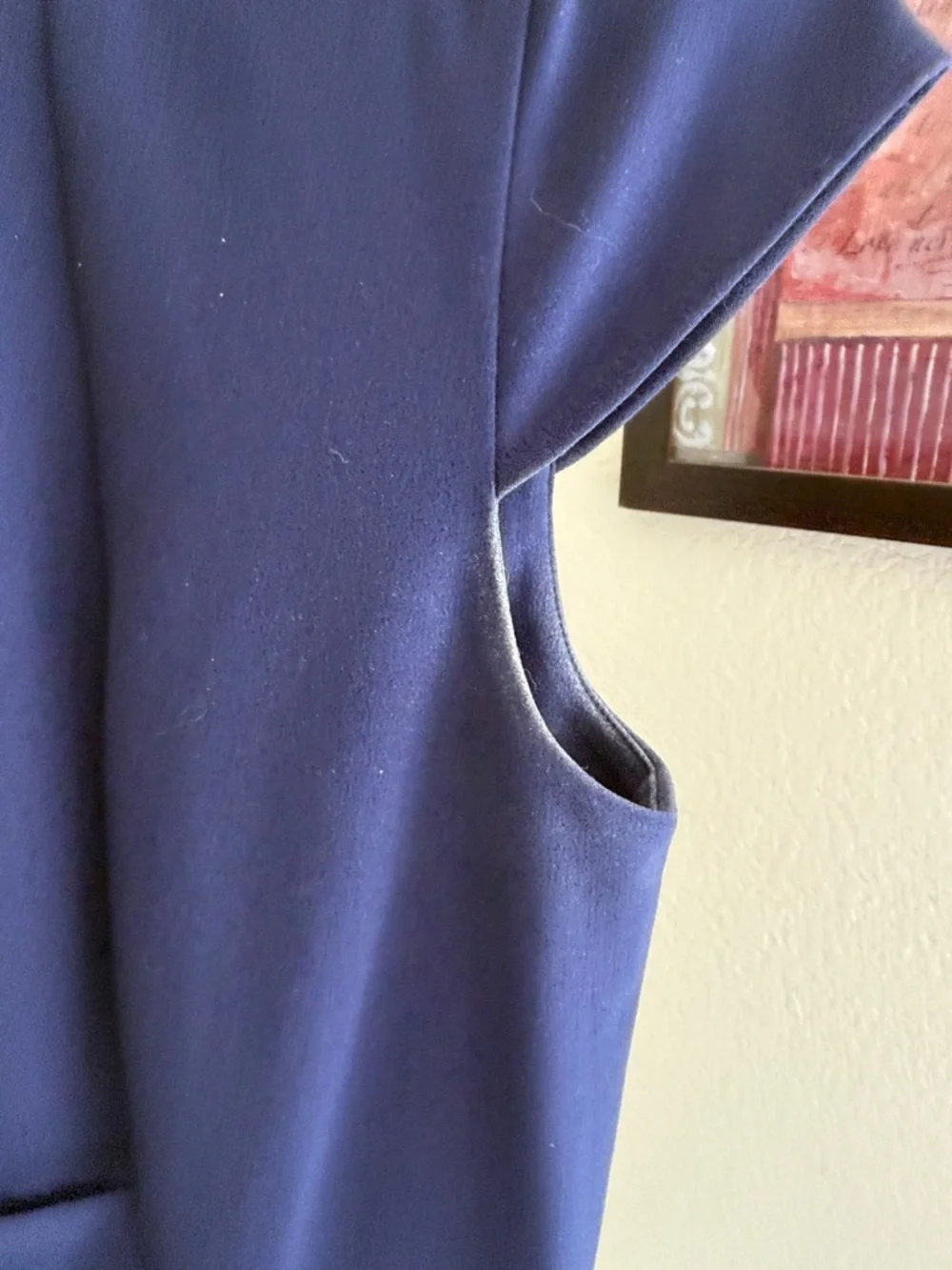 Calvin Klein Royal Blue Cap-Sleeve Draped Fit-and-Flare Dress - Picture 5 of 5
